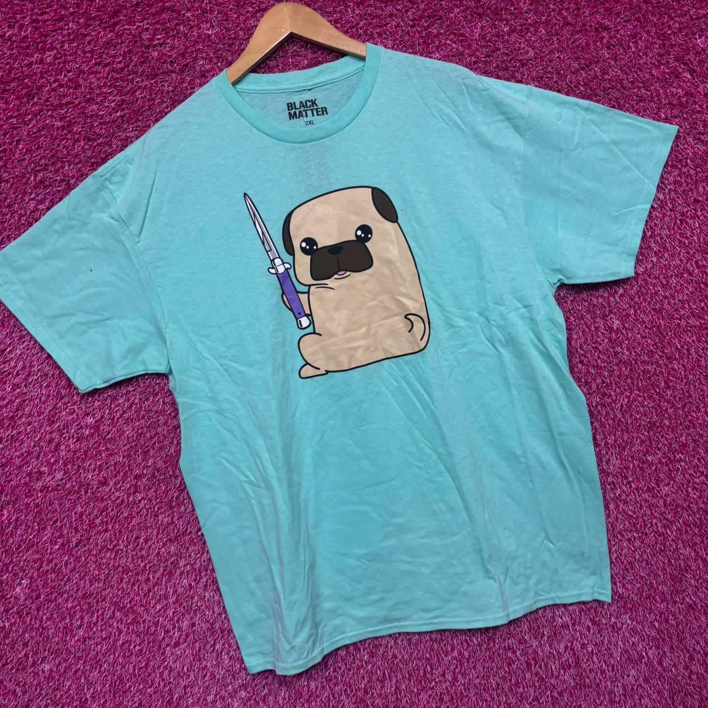 Pug with a switchblade Cute But Dangerous T-shirt size 2XL