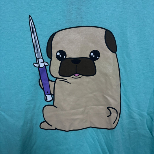 Pug with a switchblade Cute But Dangerous T-shirt size 2XL