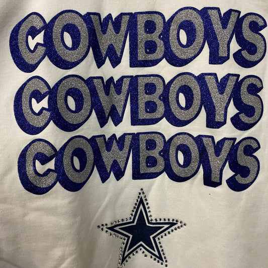 Junk Food Clothing Dallas Cowboys Repeat Bling Glitter Crewneck Sweatshirt 2XL