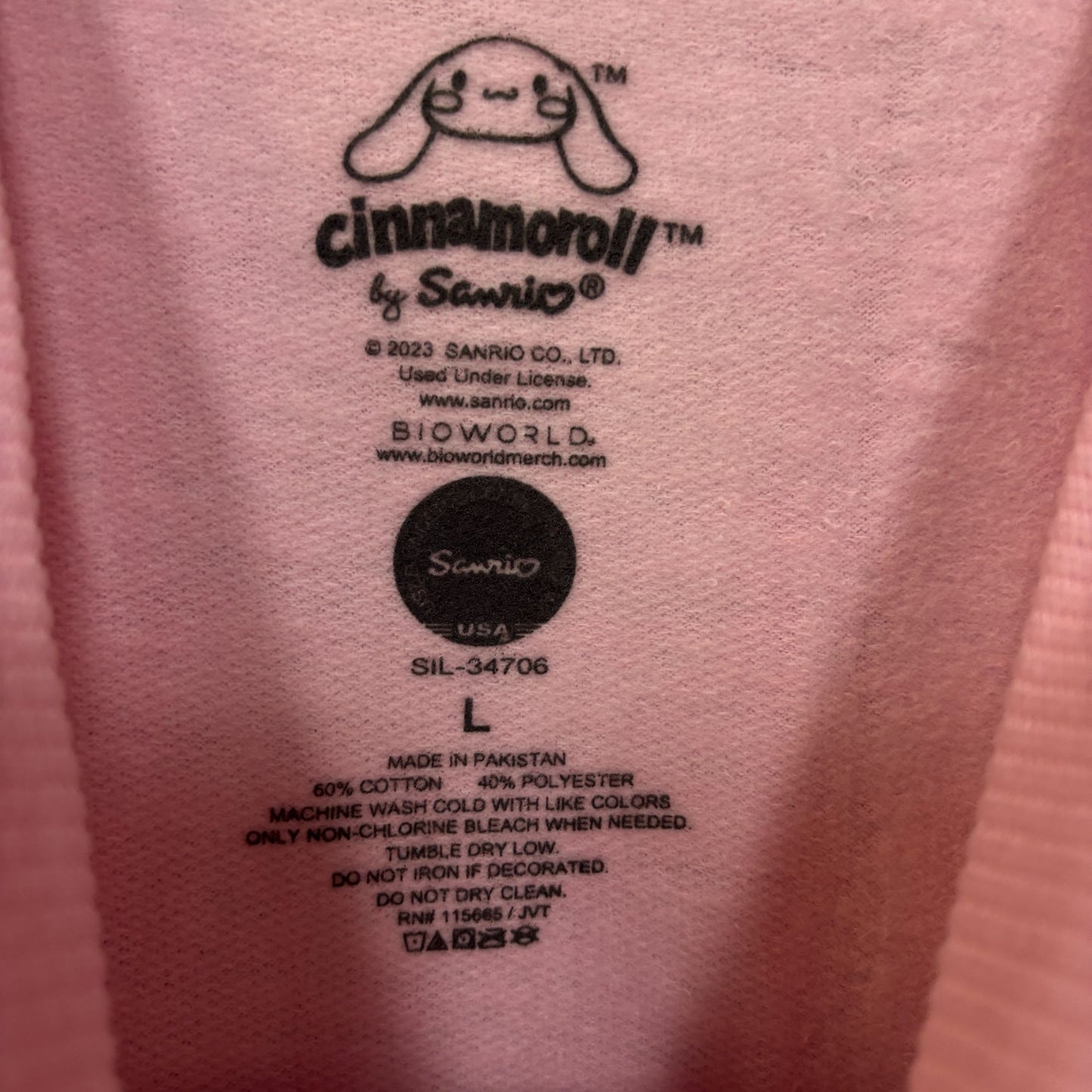 Cinnamoroll Sanrio Kawaii Anime Cartoon Crewneck Sweater L
