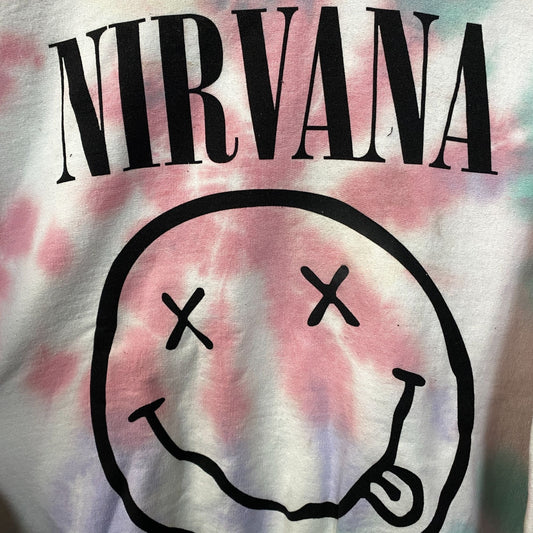 Nirvana Nevermind Grunge Band Tie-Dye Crewneck Sweater Small