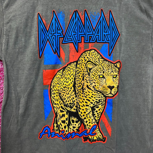 Def Leppard Animal Neon Leopard Hysteria Metal Band Tee large