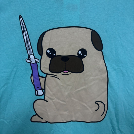 Pug with a switchblade Cute But Dangerous T-shirt size 3XL