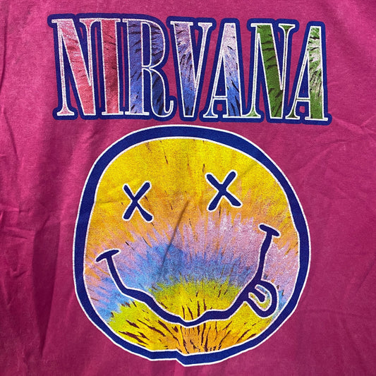Nirvana Nevermind Album Dead Smiley Pink T-Shirt Medium