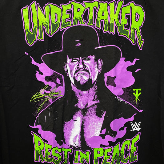 WWE Ash The Undertaker Rest In Peace Glow Ink T-Shirt Large