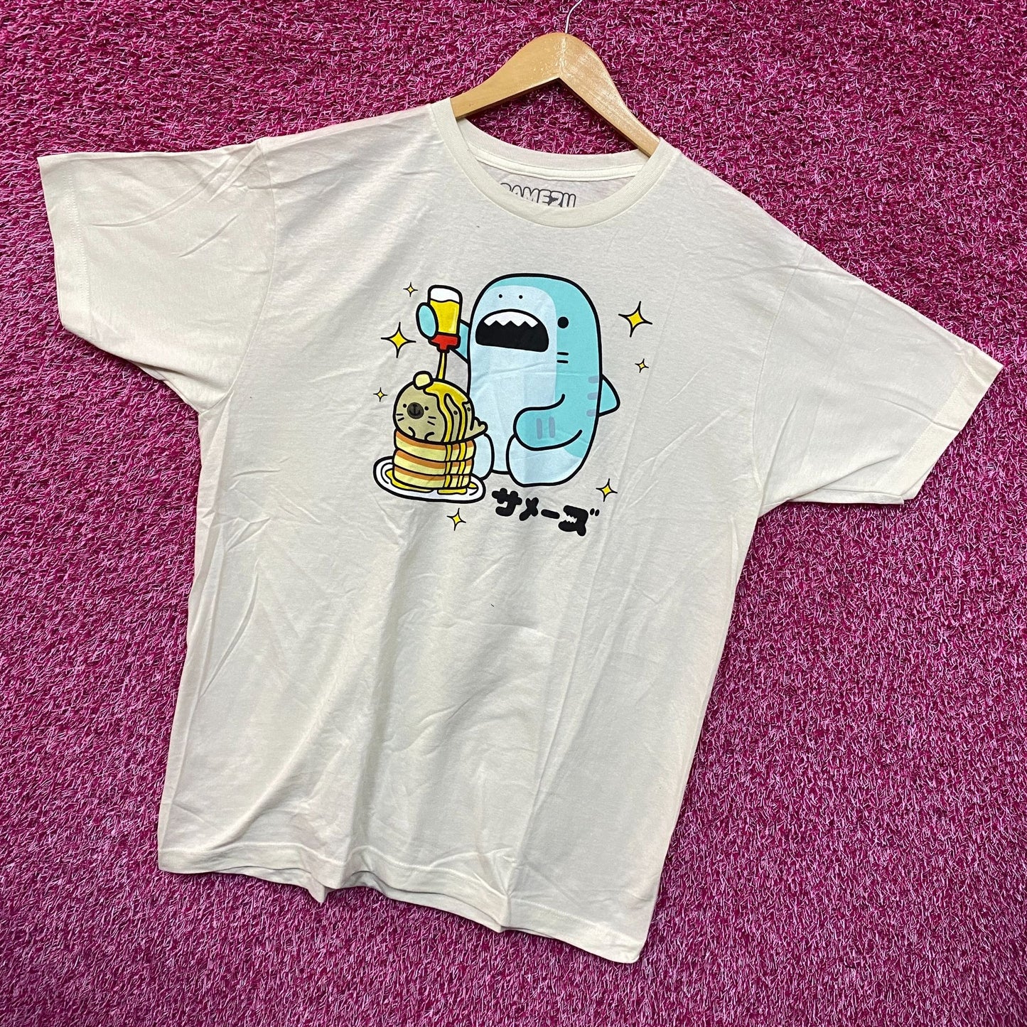 Samezu Tiger Eating Yummy on the Pancake Stack Kawaii Tee L