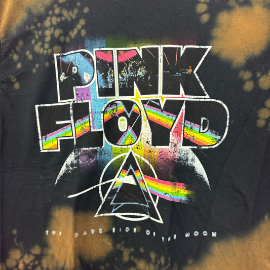 Pink Floyd Dark Side of The Moon bleach dye Rock T-shirt size XL