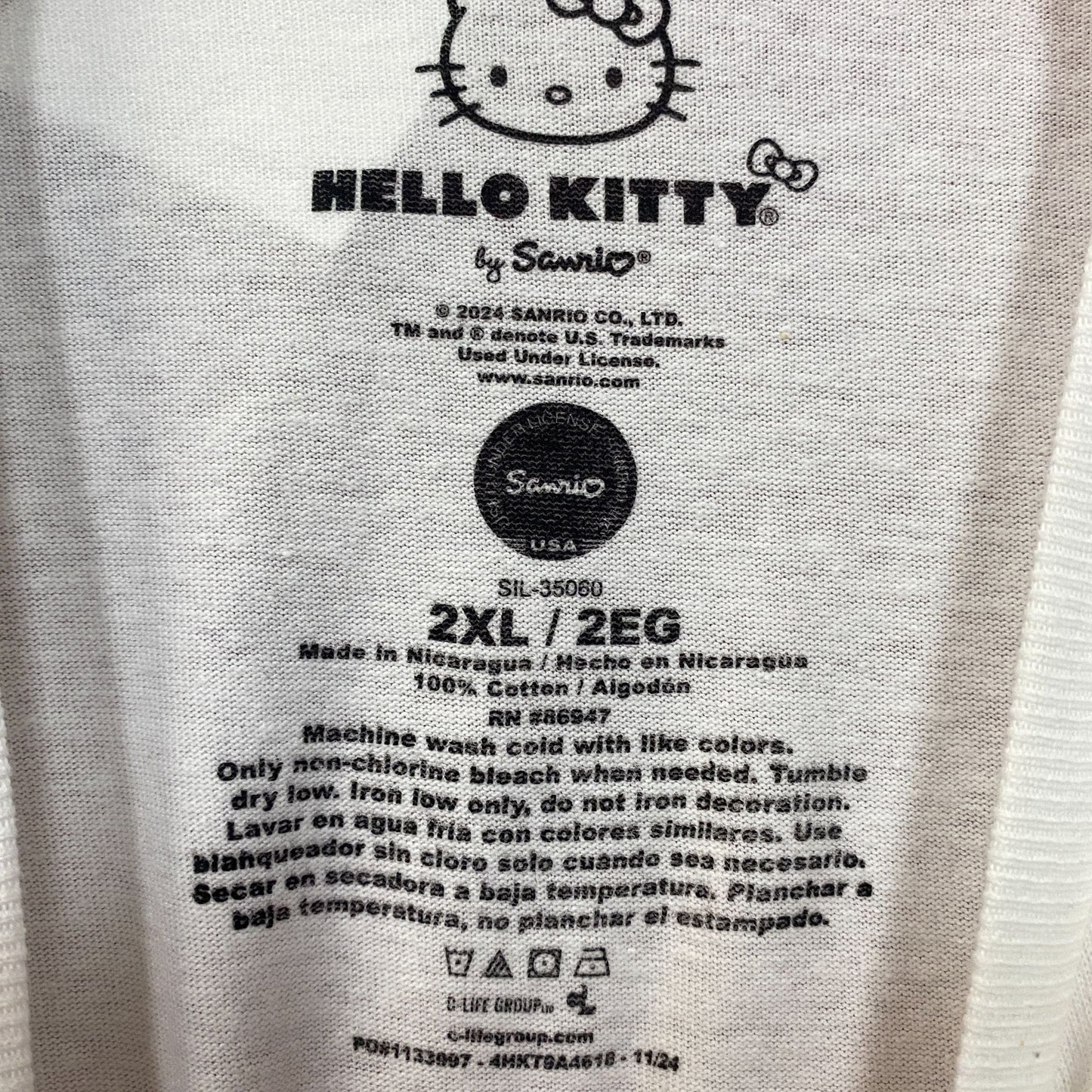 Sanrio Hello Kitty Bolo Tie Cute Graphic T-Shirt Large 2XL