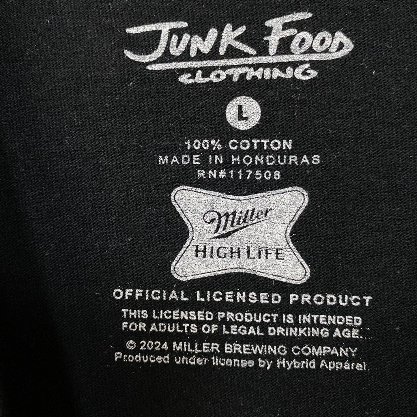 Junk Food Clothing Miller High Life "Champagne of Beers" Graphic T-Shirt Large