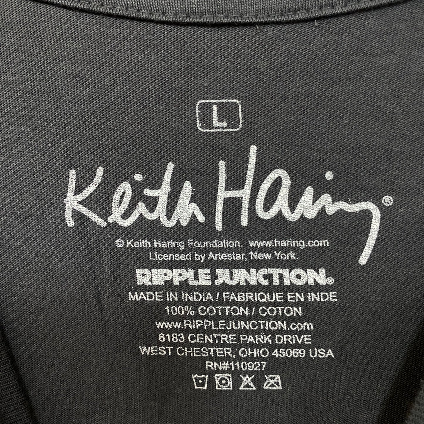 Keith Harring See No Evil, Hear No Evil, Speak No Evil Art T-Shirt Large