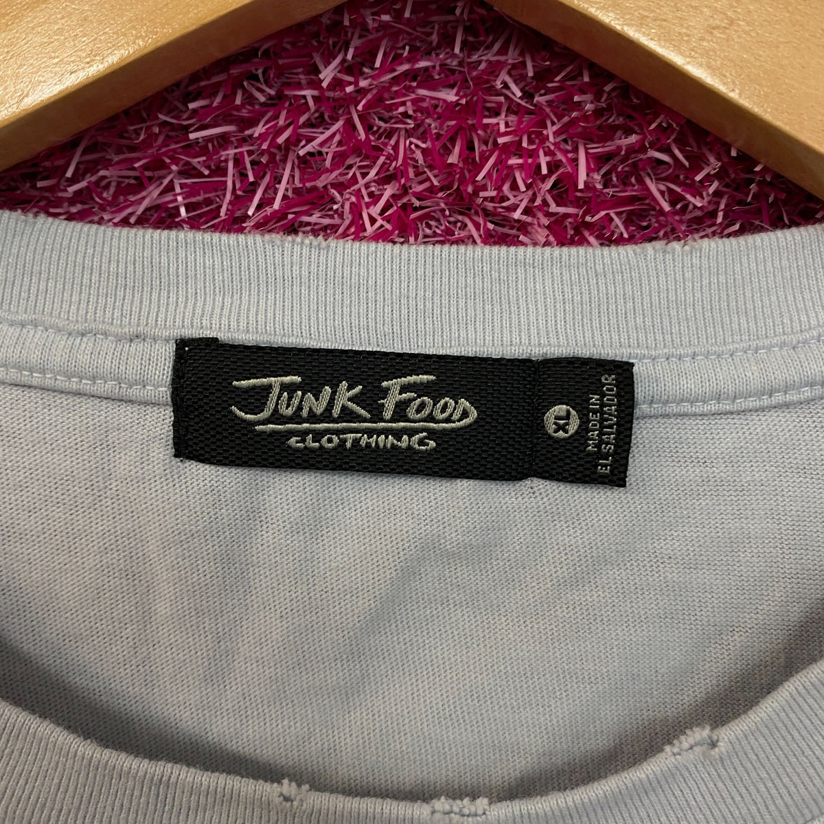 Junk Food Womens Just a girl and her Baguette Blue Tee size XL