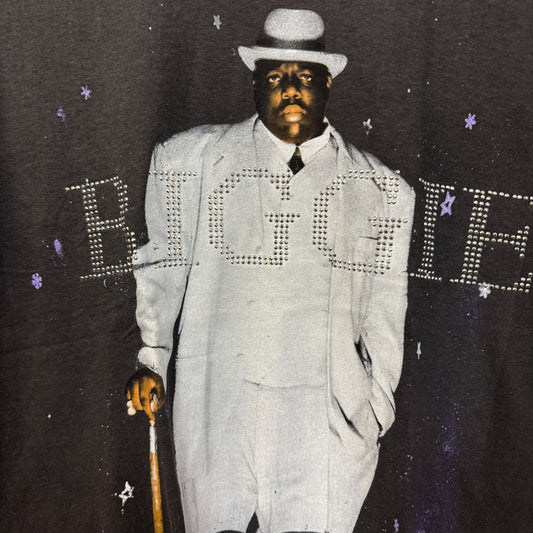 Biggie Smalls White Suir bedazzled shirt size small