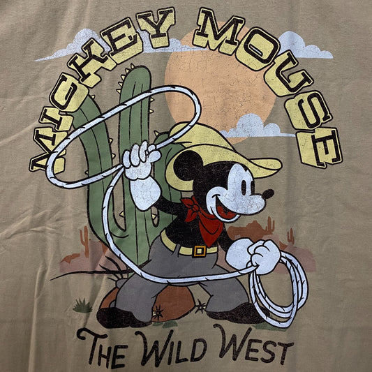 Disney Mickey Mouse The Wild West Cartoon Poster T-Shirt 2XL