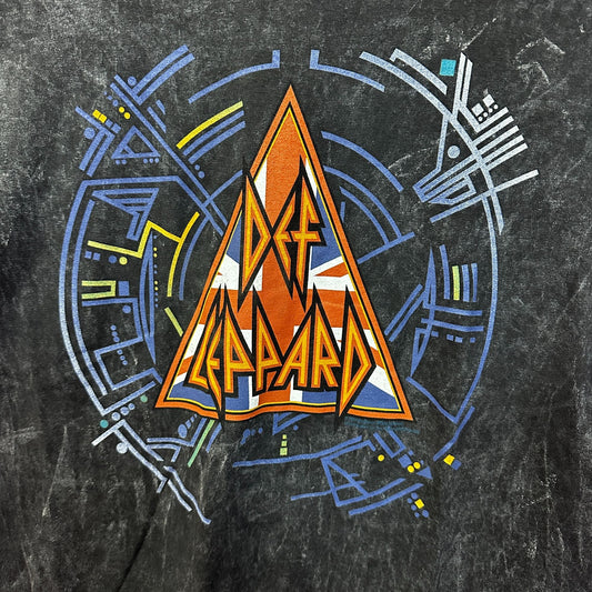 Def Leppard Spell-Out Hysteria Glam Metal Rock Band Tee S