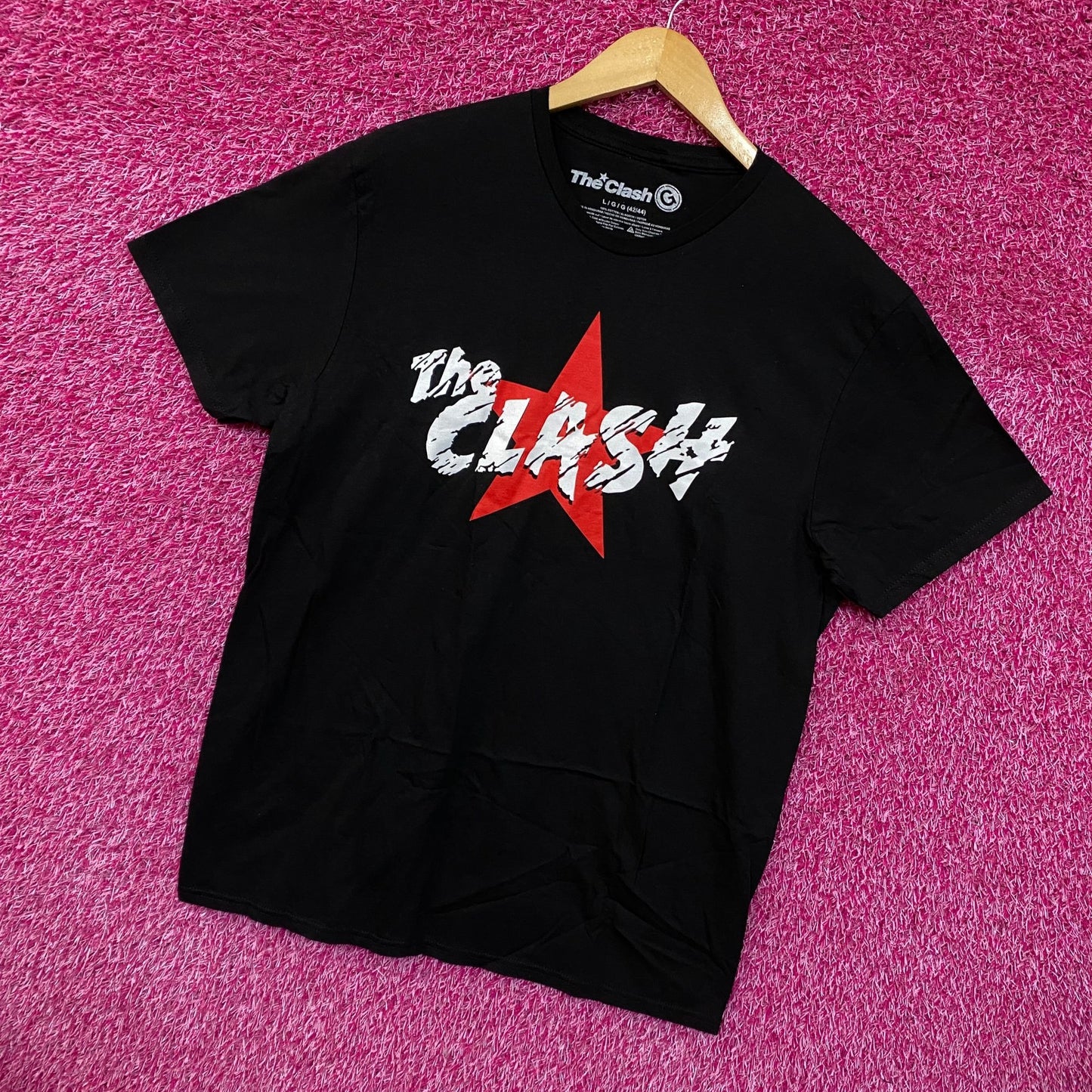 The Clash Corroded Spell Out Red Star Post Punk Band Tee large