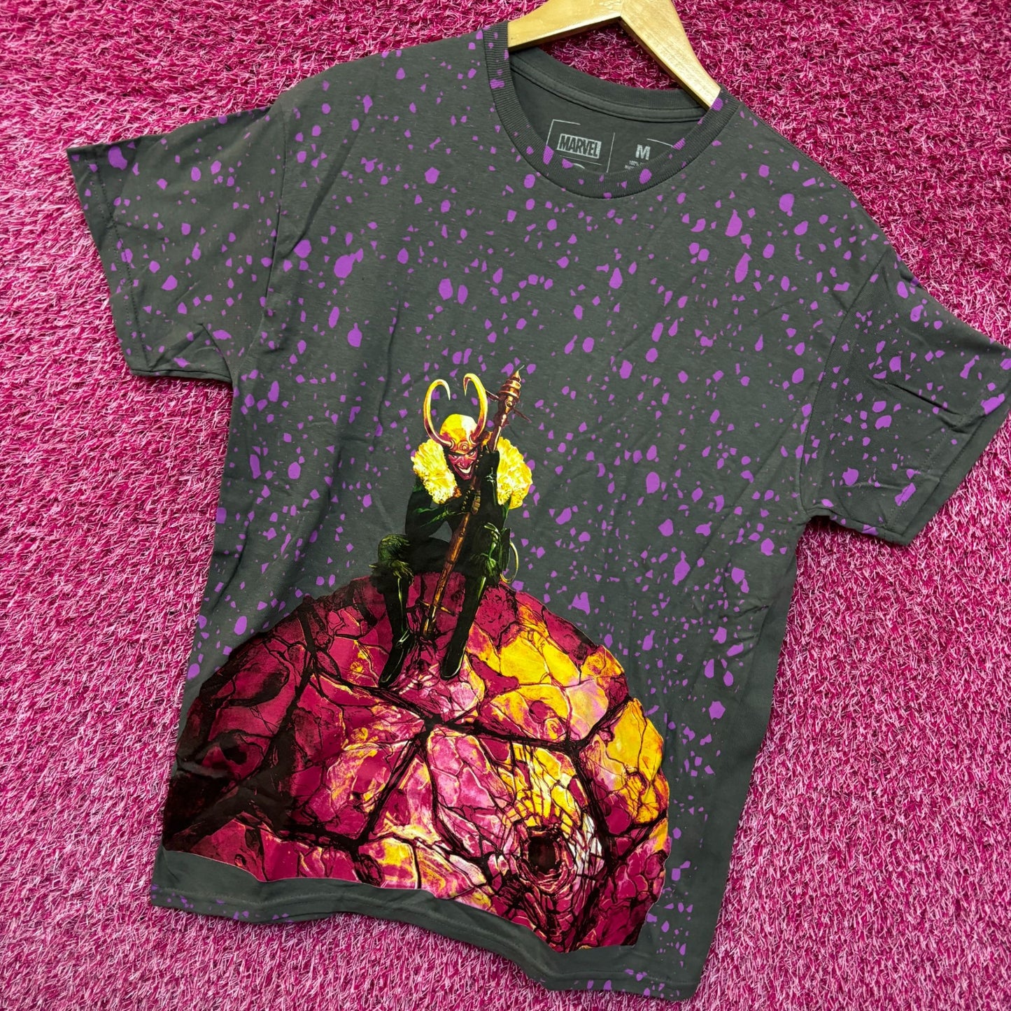Marvel x CVLA Loki all over front Tshirt size medium