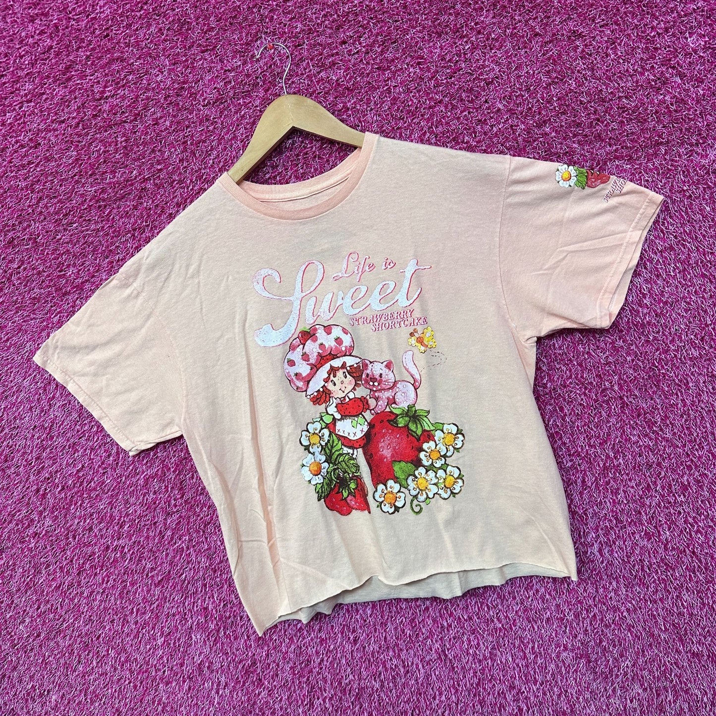 Strawberry Shortcake and Custard Lifes Sweet Crop Top L