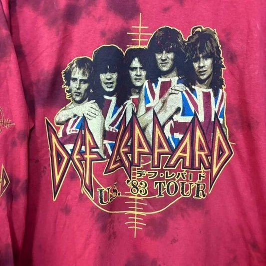 Def Leppard Pyromania 83' tour long sleeve tiedye tshirt size Large