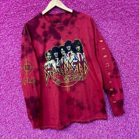 Def Leppard Pyromania 83' tour long sleeve tiedye tshirt size Large