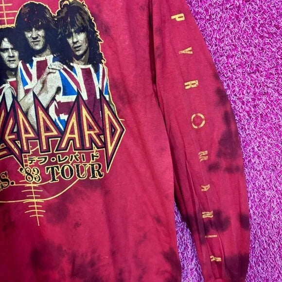 Def Leppard Pyromania 83' tour long sleeve tiedye tshirt size Large