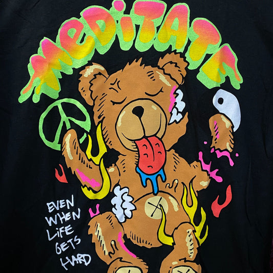 Fashion Nova Meditate Bear Long Sleeve Tee Large