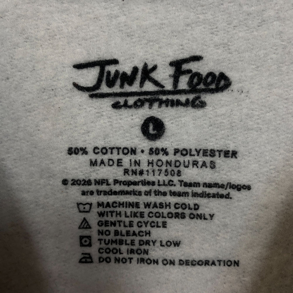 Junk Food Clothing Cowboy Dallas Heathered Gray Crewneck Pullover Sweatshirt Large