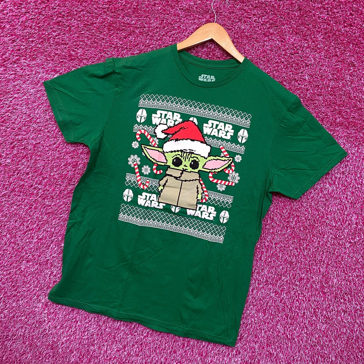Star Wars Santa Grogu The Mandalorian Ugly Christmas Tee L