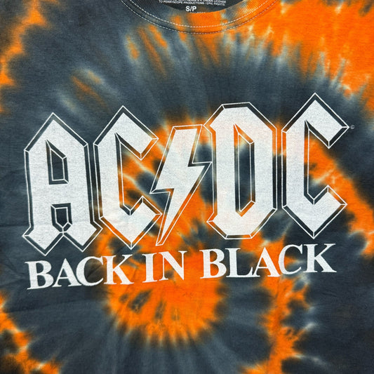 AC/DC Back in Black Spellout Heavy Metal Halloween Tie Dye Small