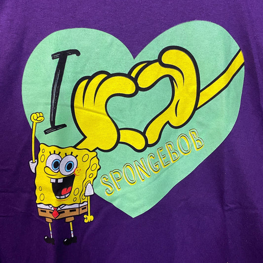 Nickelodeon I Love Spongebob Patrick Gary Rainbow Purple Heart T-Shirt 2XL