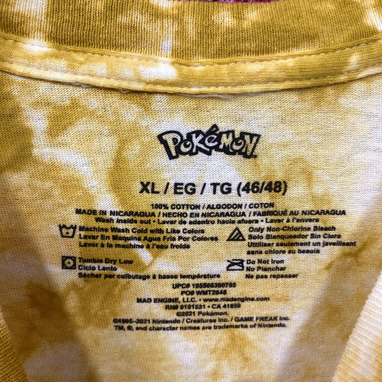 Pokemon Pikachu Grookey Scorbunny Sobble Gold Yellow Tie-Dye Shirt XL