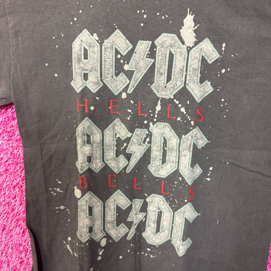 AC/DC Splatter Spell Out Hells Bells Hard Rock Band Tee M