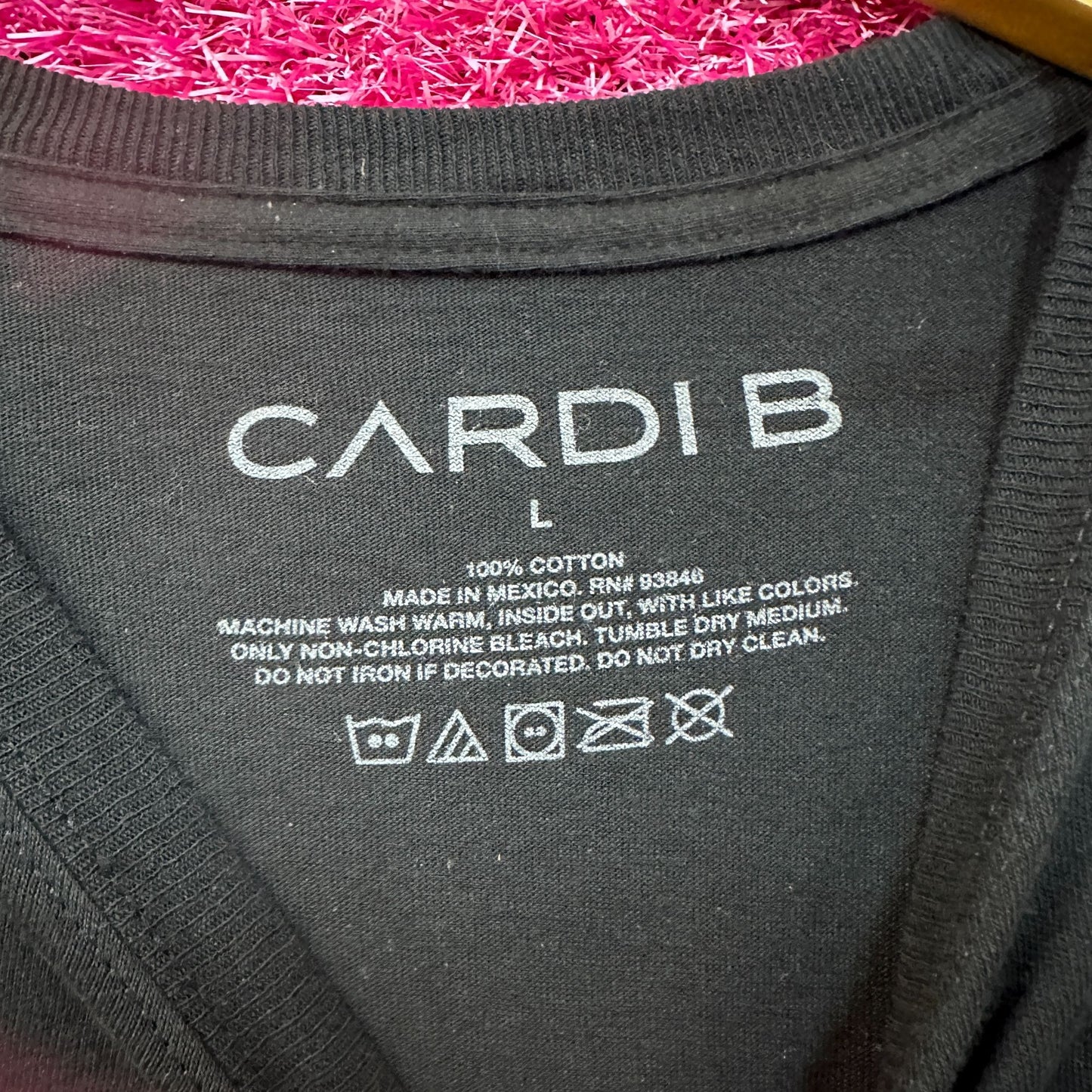 Cardi B Flowers Rap Black Tshirt size Large