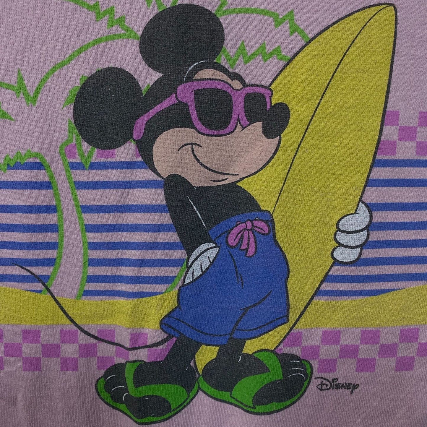 Junk Food Clothing Mickey Mouse Surf Flea Market Pink Crop T-Shirt Small