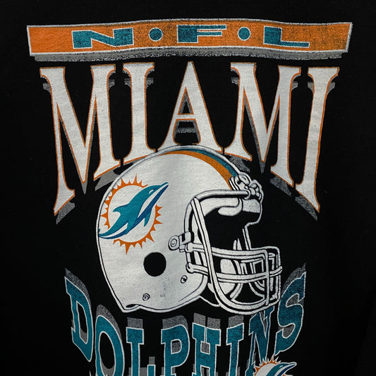 Junk Food Clothing Miami Dolphins Helmet Logo Crewneck Sweatshirt Medium