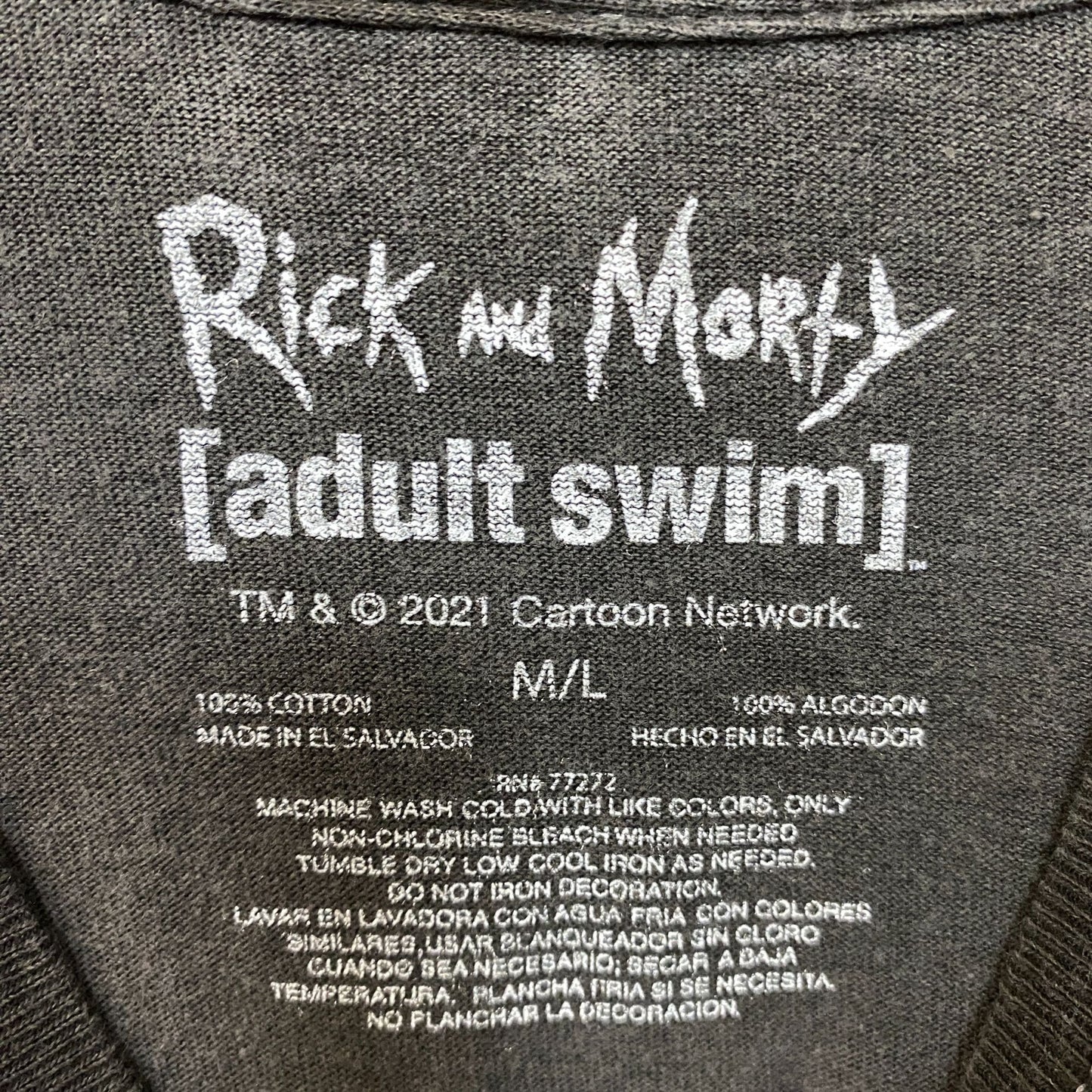 Adult Swim Rick & Morty Portal Pitfall Graphic Design T-Shirt Medium
