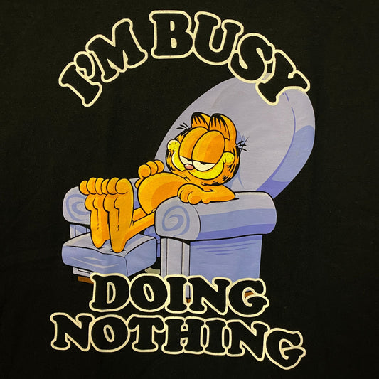 Garfield I'm Busy Doing Nothing Graphic Design T-Shirt Medium