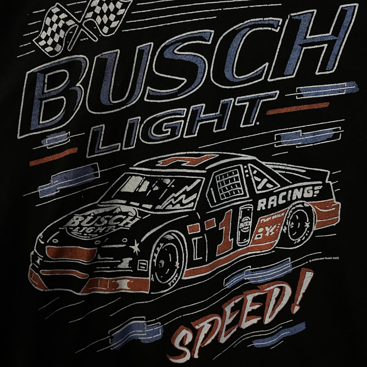 Busch Light Speed Racing Car Graphic Design T-Shirt Medium
