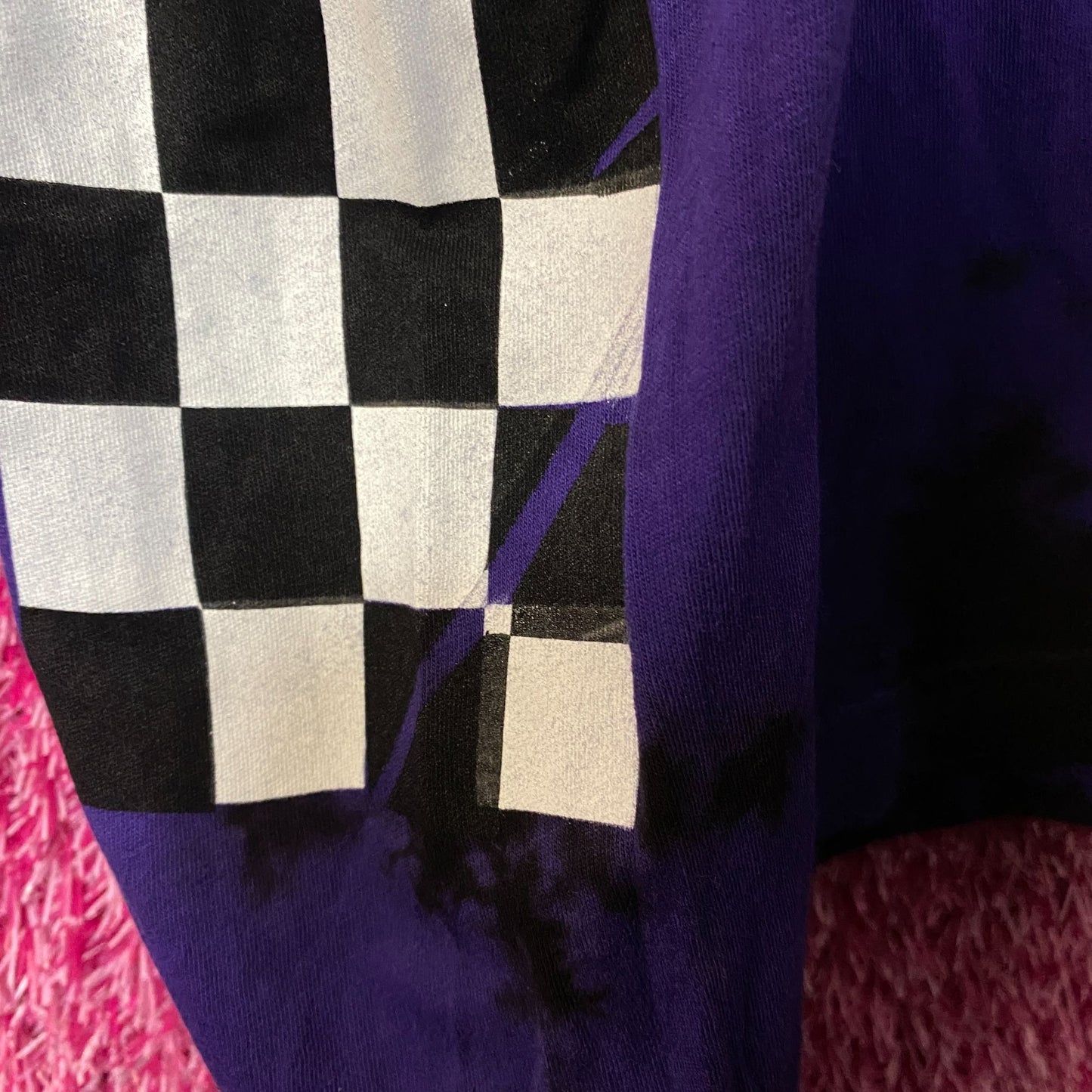 Broken Promises Checkered Pattern Tie Dye Long Sleeve L