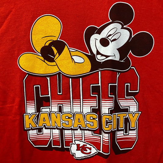 Junk Food x NFL Disney Mickey Mouse Kick Back Kansas City Chiefs Shirt XL