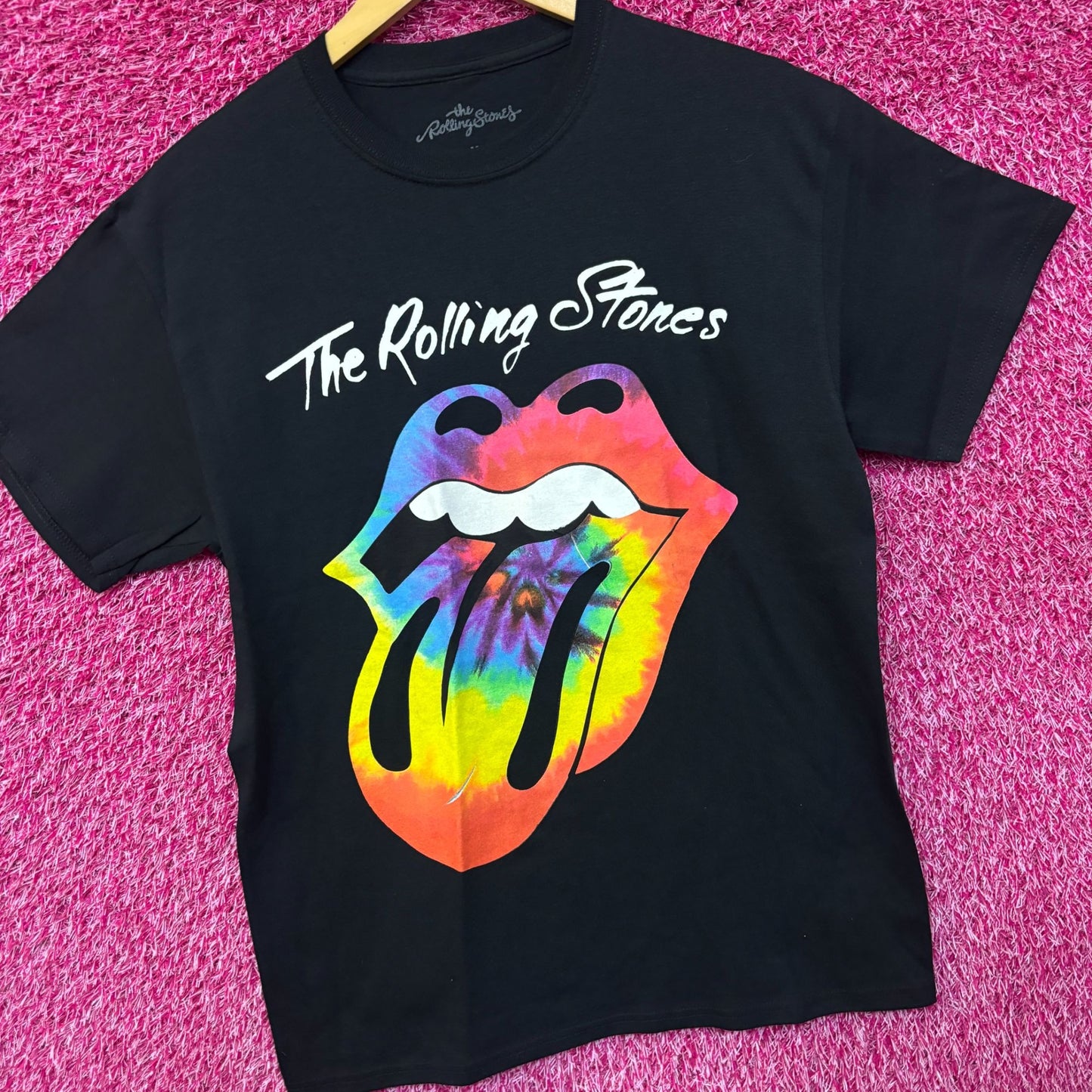 Rolling Stones tiedye Hot Lips logo Rock Tshirt Med