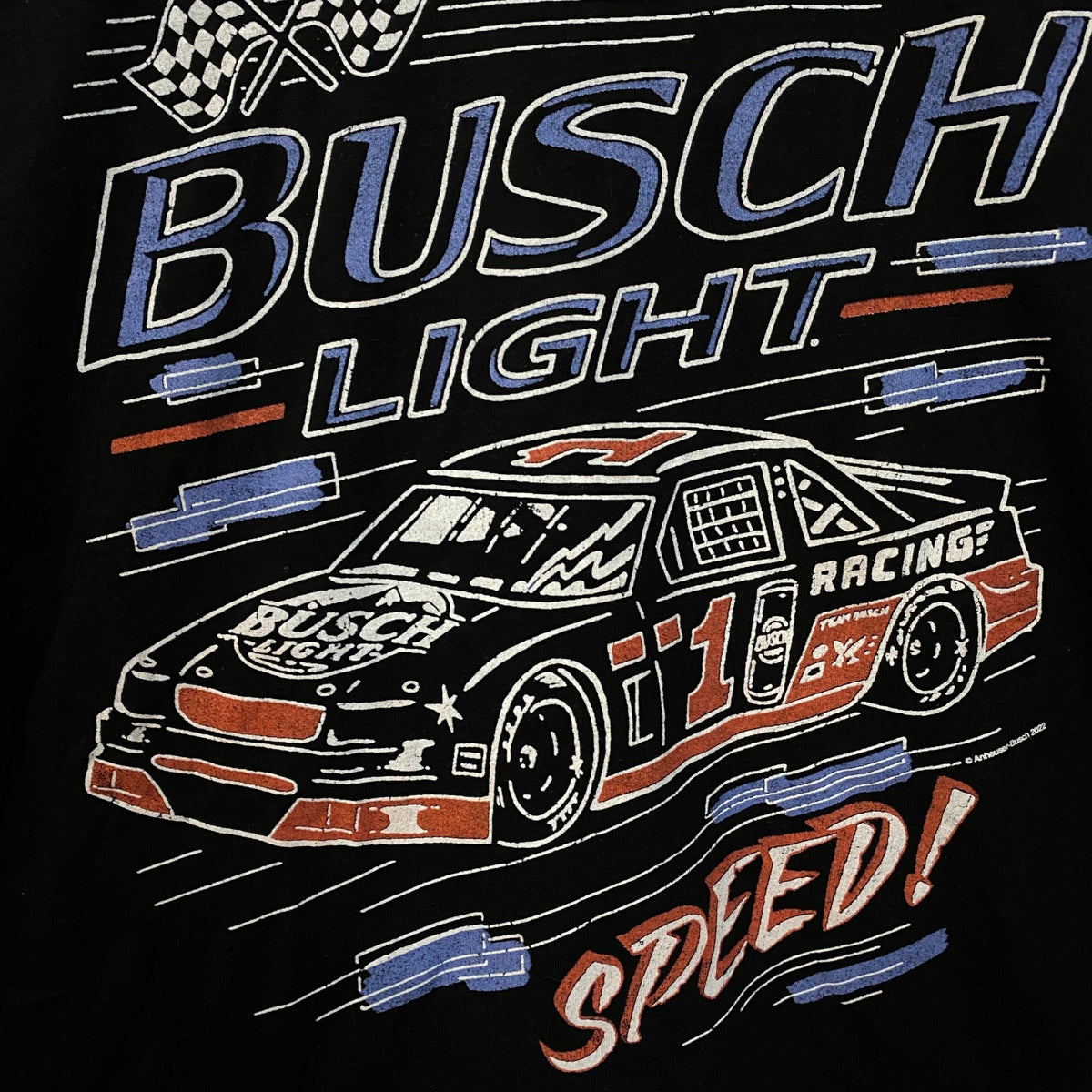 Busch Light Speed Racing Car Graphic Design T-Shirt Large