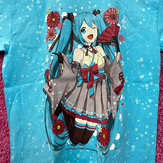 Hatsune Miku Cherry Blossom Bleach Dye Tshirt size medium