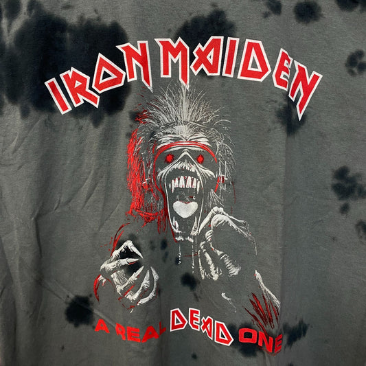 Iron Maiden a Real Dead One Gray Tie Dye Tshirt Size Medium