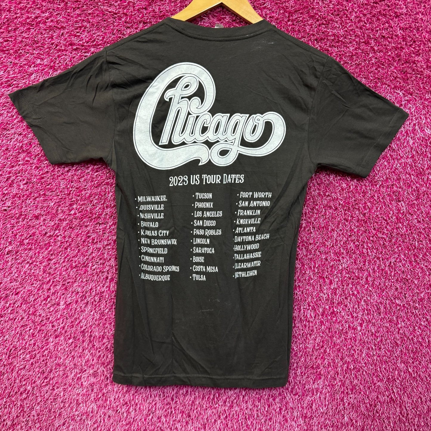 Chicago Spell-Out Logo 2023 US Tour Dates Soft Rock Tee small