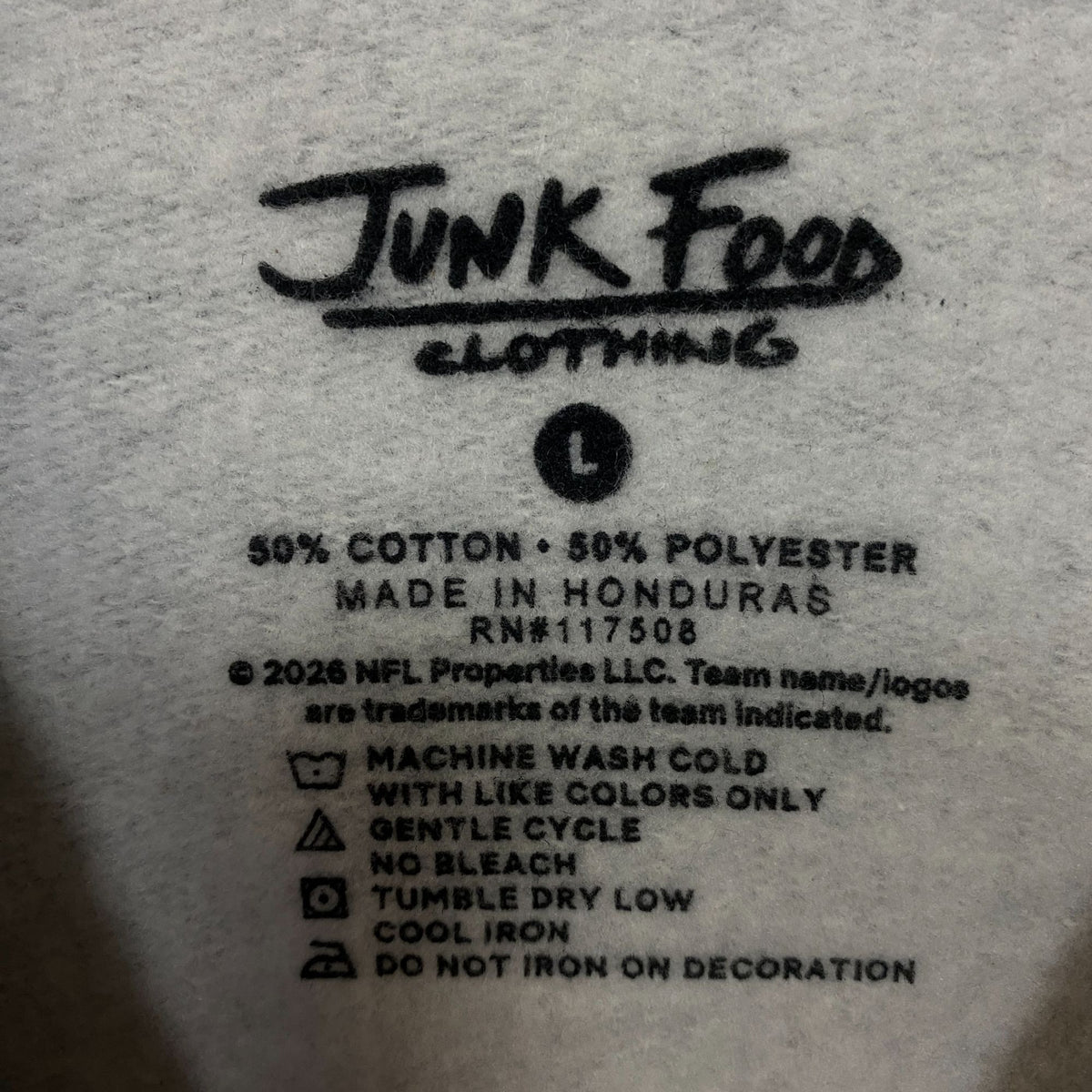 Junk Food Clothing Buffalo Bills Heathered Gray Crewneck Pullover Sweatshirt Large