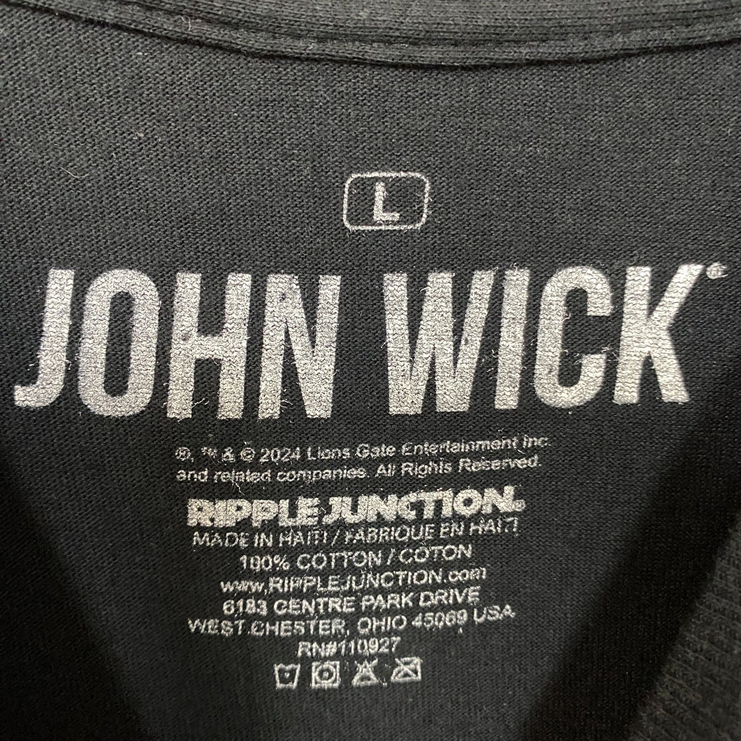 John Wick Boogey Man Japanese Script Graphic Design T-Shirt Large