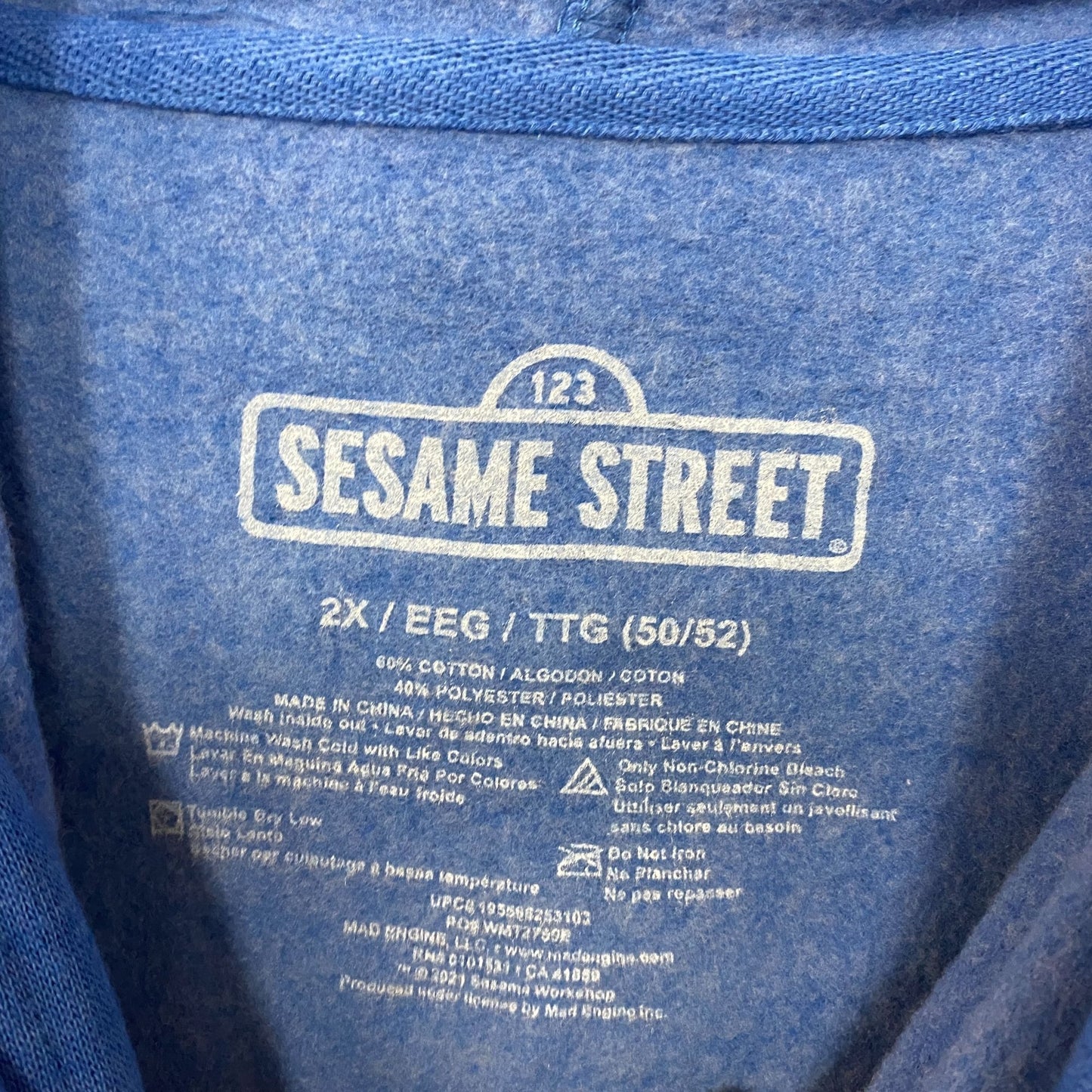 Everything I Know I Learned on the Streets Sesame Street Blue 2XL