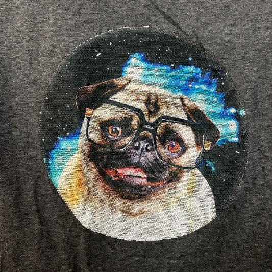 Pug in space baseball tee size medium