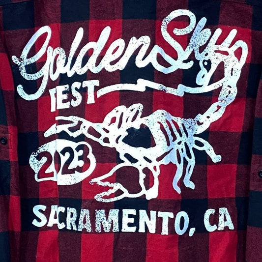 Golden Sky Festival Country Flannel Button Down Shirt Large
