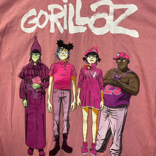 Gorillaz Cracker Island Standing Group Pink T-Shirt Large